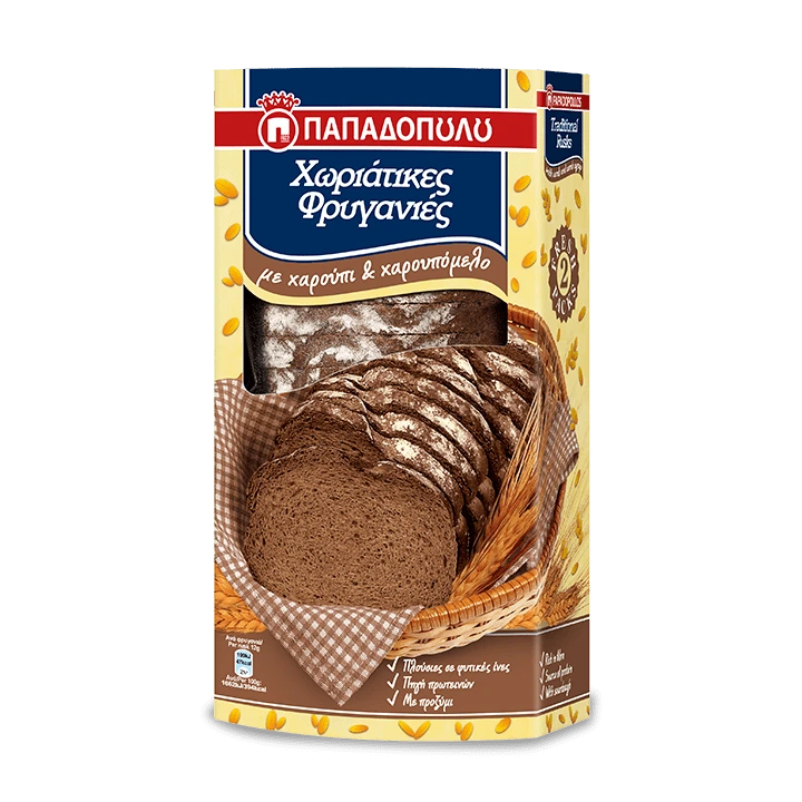 Παπαδοπούλου Χωριάτικες Φρυγανιές με χαρούπι και χαρουπόμελο (240gr)