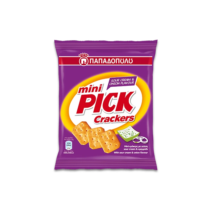 Παπαδοπούλου Mini Pick Crackers με γεύση sour cream & onion (70gr)