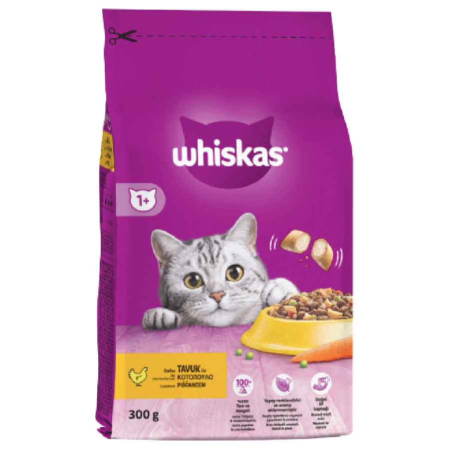 Whiskas Ξηρά Γατοτροφή Adult Κοτόπουλο Γεμιστές Κροκέτες (300gr)
