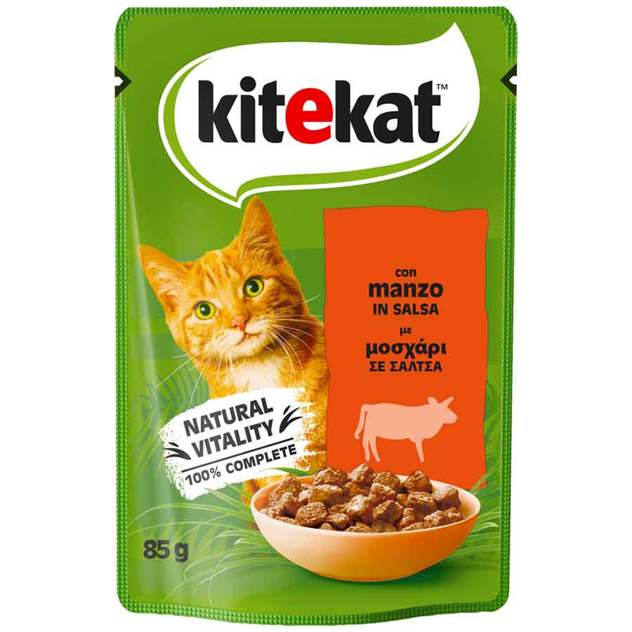 Kitekat Γατοτροφή Με Μοσχάρι Σε Σάλτσα (85gr)